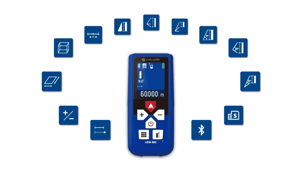 LDM60C laser distance meter with labeled functions