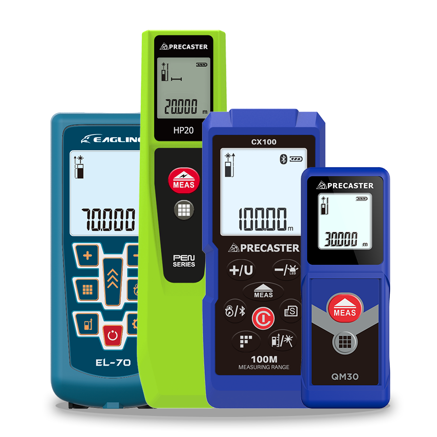 A group of Precaster and EAGLINE laser distance meters